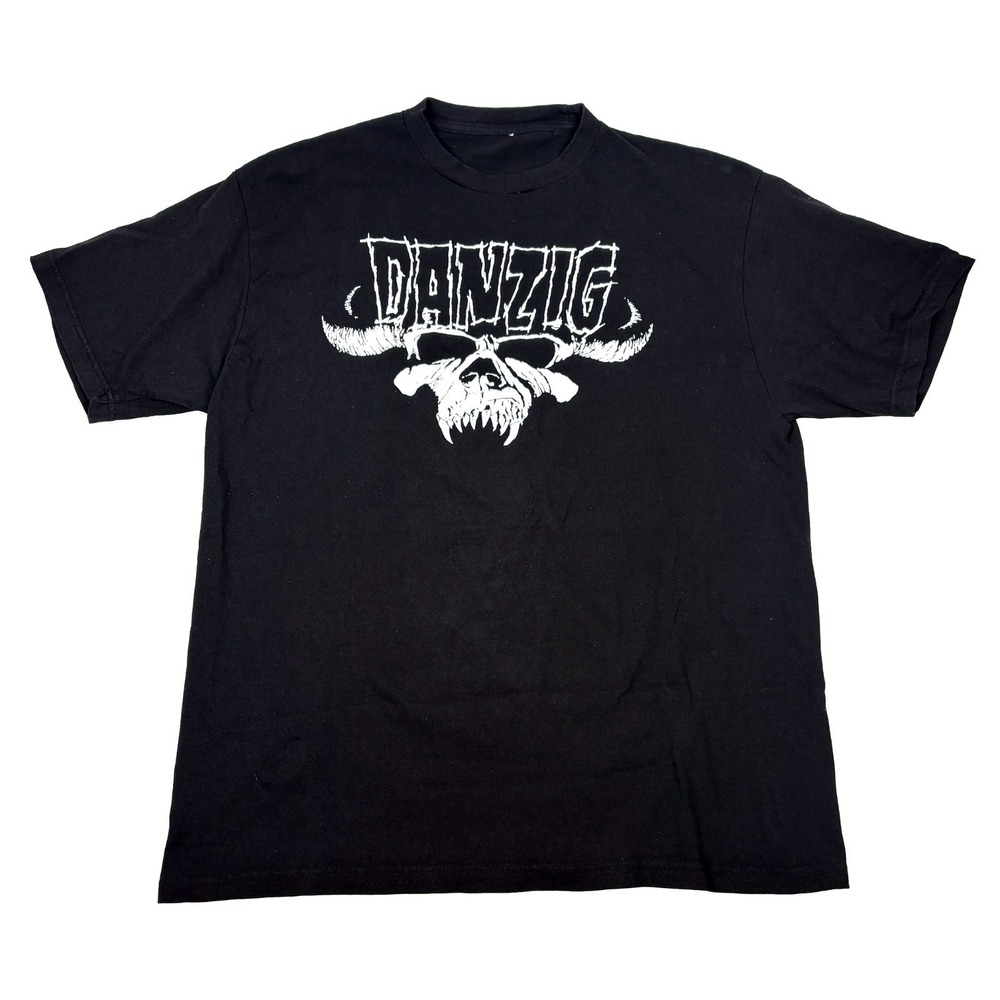 VTG Y2K Danzig Demon Skull Logo Band T Shirt Mens XL *no tags Black White Tubulr